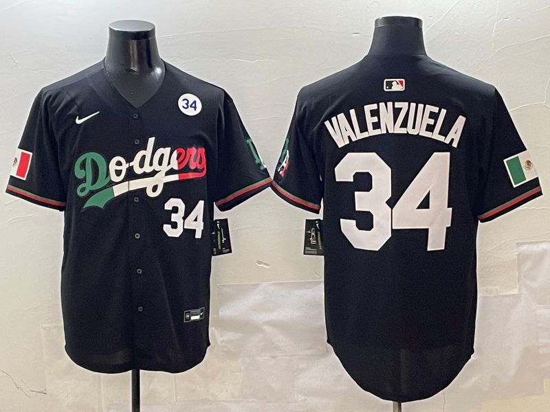 Men Los Angeles Dodgers #34 Valenzuela Black Mexico 2025 Nike MLB Jersey style 4->los angeles dodgers->MLB Jersey